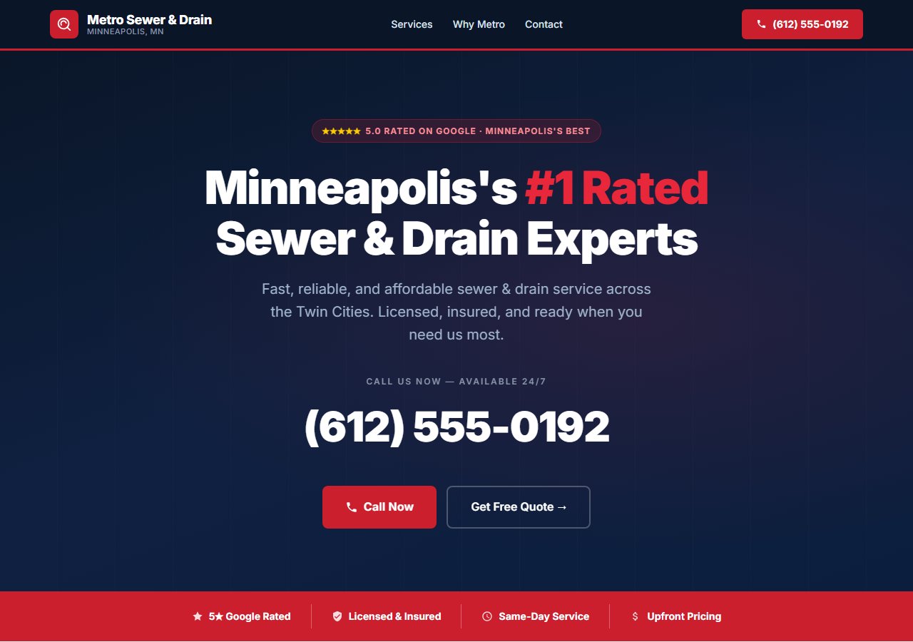 Metro Sewer & Drain website