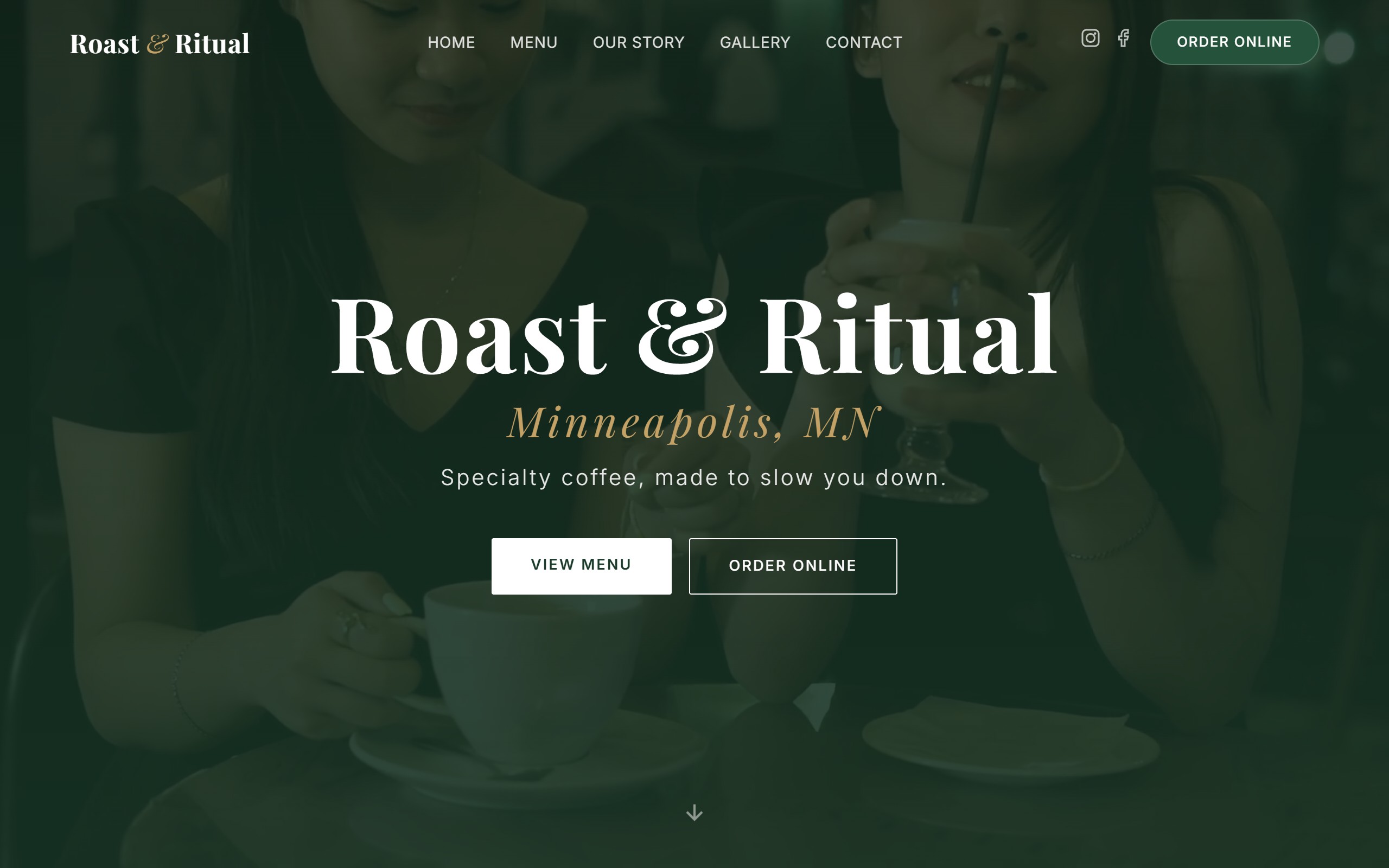 Roast & Ritual coffee shop website